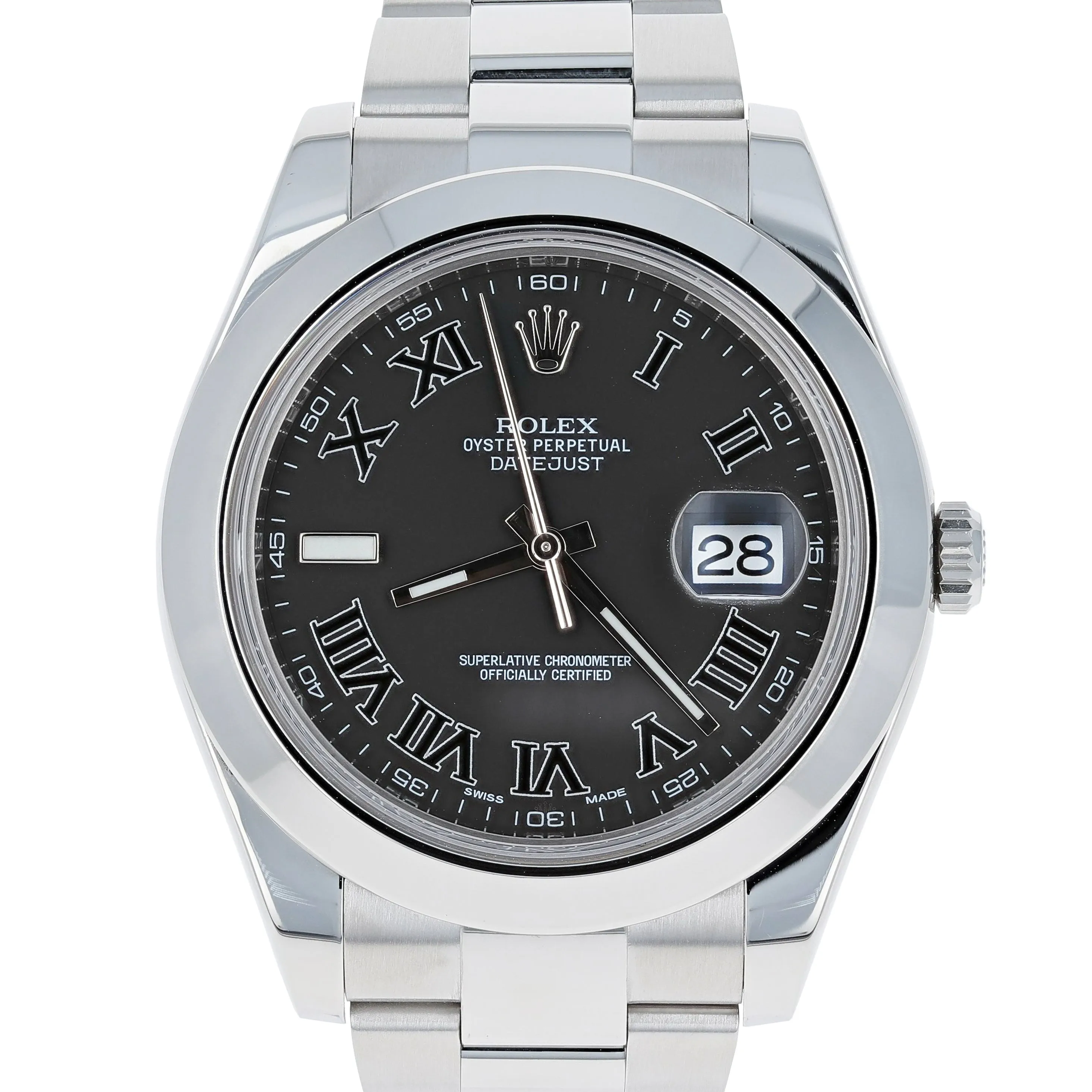 Rolex Datejust II 116300 Black Roman 2018 Papers Box Wimbledon Oyster Steel 41 mm