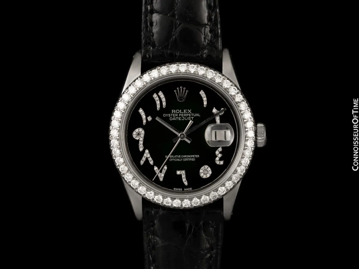 Rolex Datejust Mens Watch with Green Arabic Dial - Stainless Steel & Diamonds