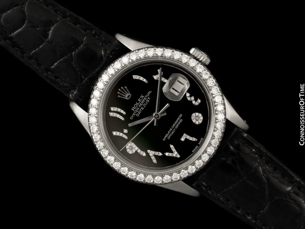 Rolex Datejust Mens Watch with Green Arabic Dial - Stainless Steel & Diamonds