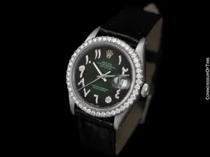Rolex Datejust Mens Watch with Green Arabic Dial - Stainless Steel & Diamonds