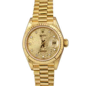 Rolex DateJust President 26mm Champagne Jubilee Diamond 18K Yellow Gold 69178