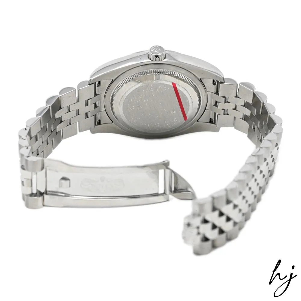 Rolex Datejust Stainless Steel 36mm Silver "Jubilee" Diamond Dial Watch Reference #: 116234