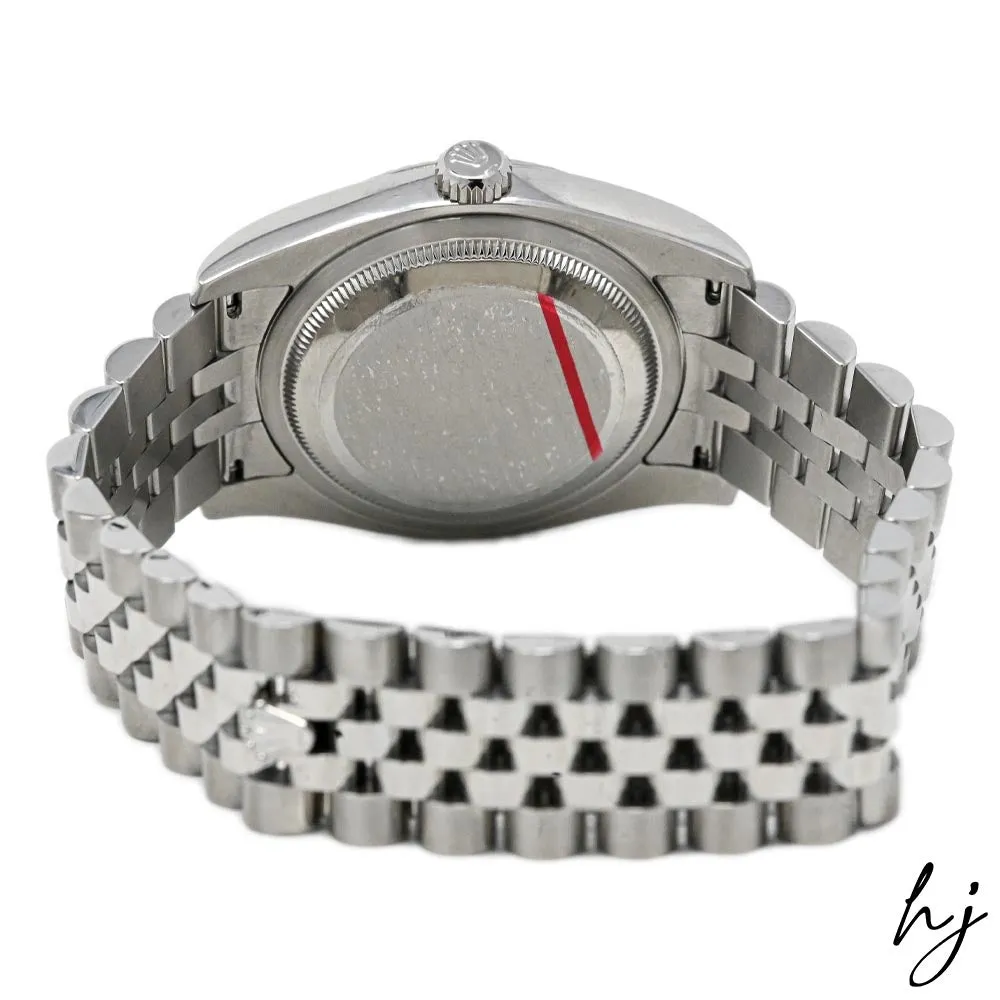Rolex Datejust Stainless Steel 36mm Silver "Jubilee" Diamond Dial Watch Reference #: 116234
