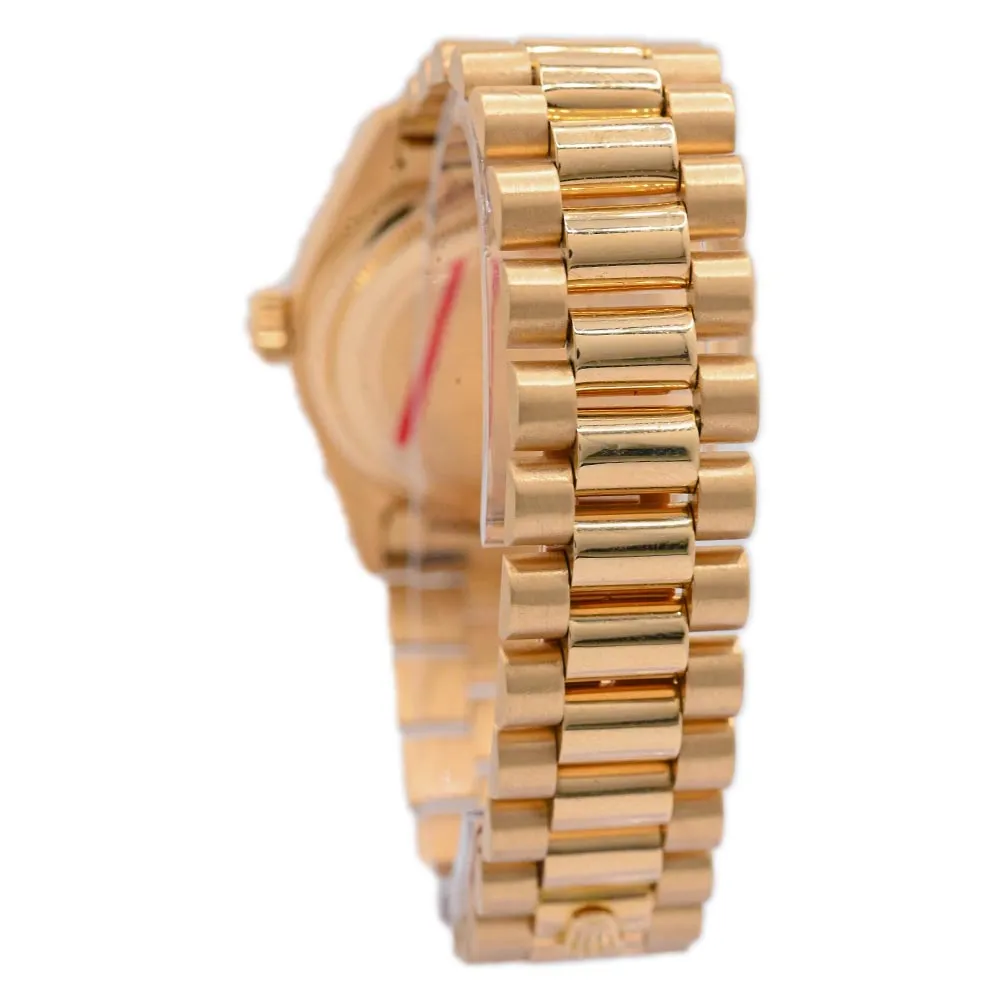 Rolex Day-Date 18K Yellow Gold 36mm Champagne Factory Diamond Dial Watch Fluted Bezel Presidential Bracelet Reference# 18038