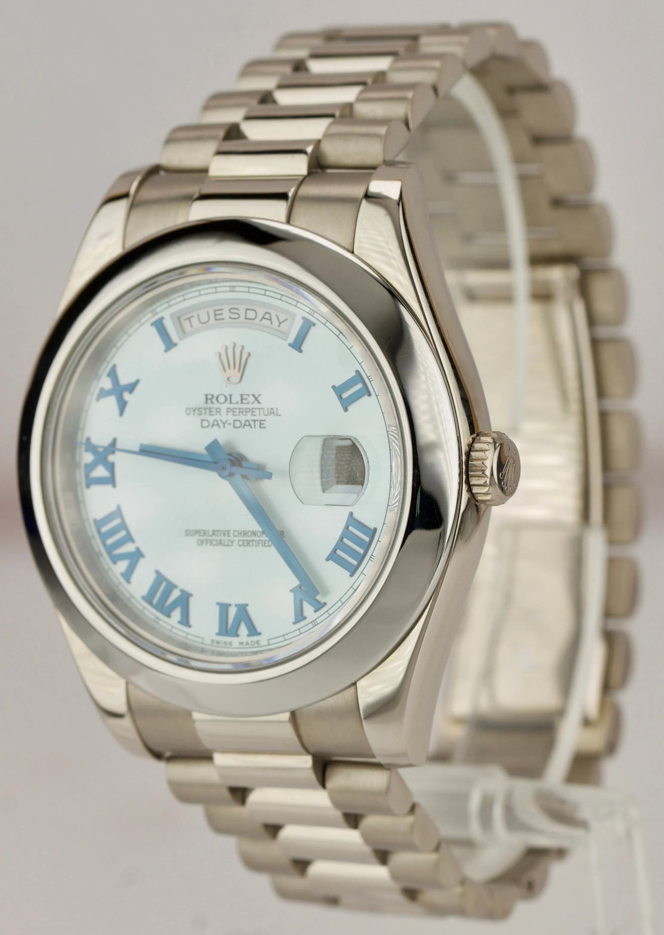 Rolex Day-Date II 41mm Glacier Blue Roman President 218206 18K White Gold 218239