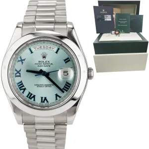 Rolex Day-Date II 41mm Glacier Blue Roman President 218206 18K White Gold 218239