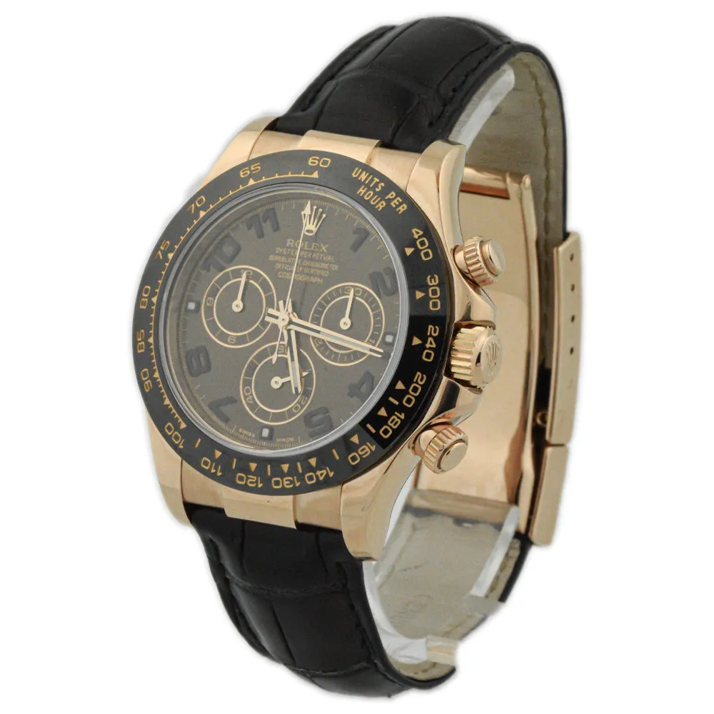 Rolex Daytona 18K Rose Gold 40mm Chocolate Arabic Dial Watch Reference #: 116515
