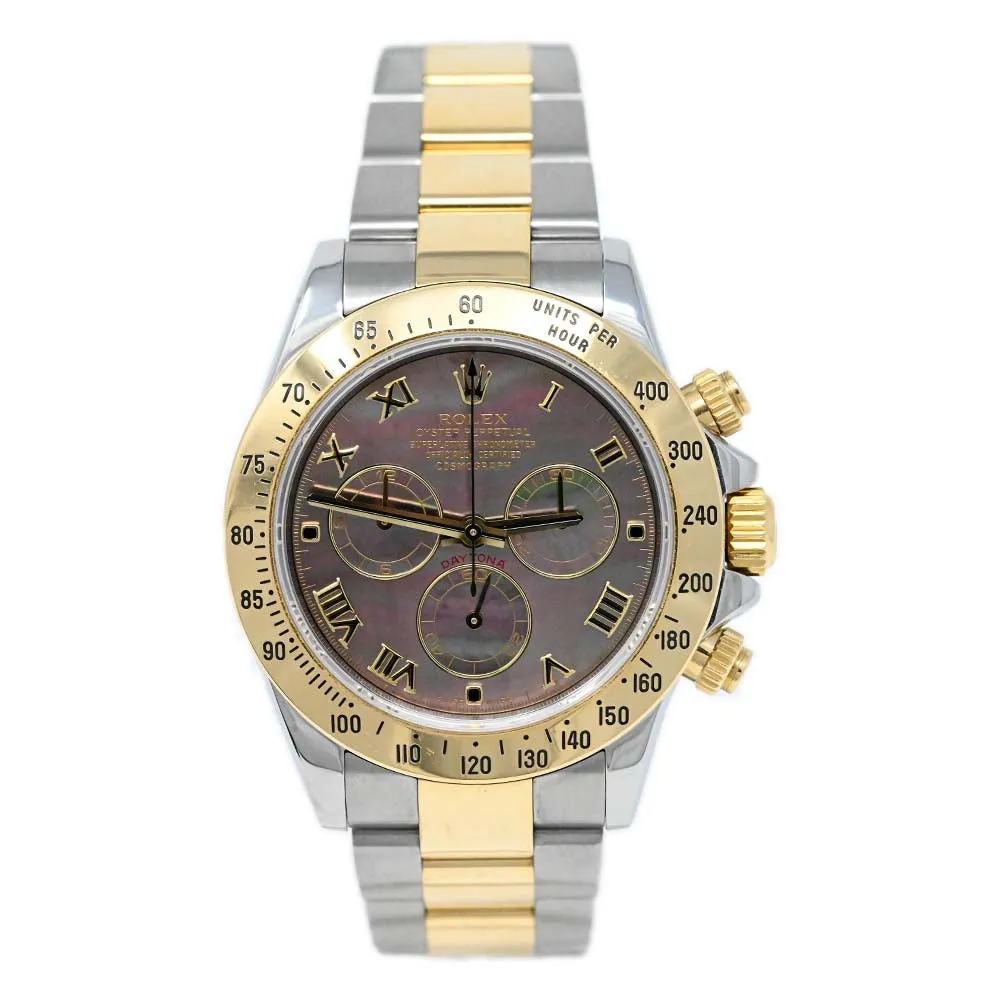 Rolex Daytona 18K Yellow Gold 40 MM Dark MOP Roman Dial Watch  Reference #: 116523