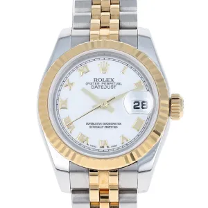 Rolex Lady-Datejust 179173 White Roman c. 2008 Mint Jubilee 18k Yellow Gold & Steel 26 mm