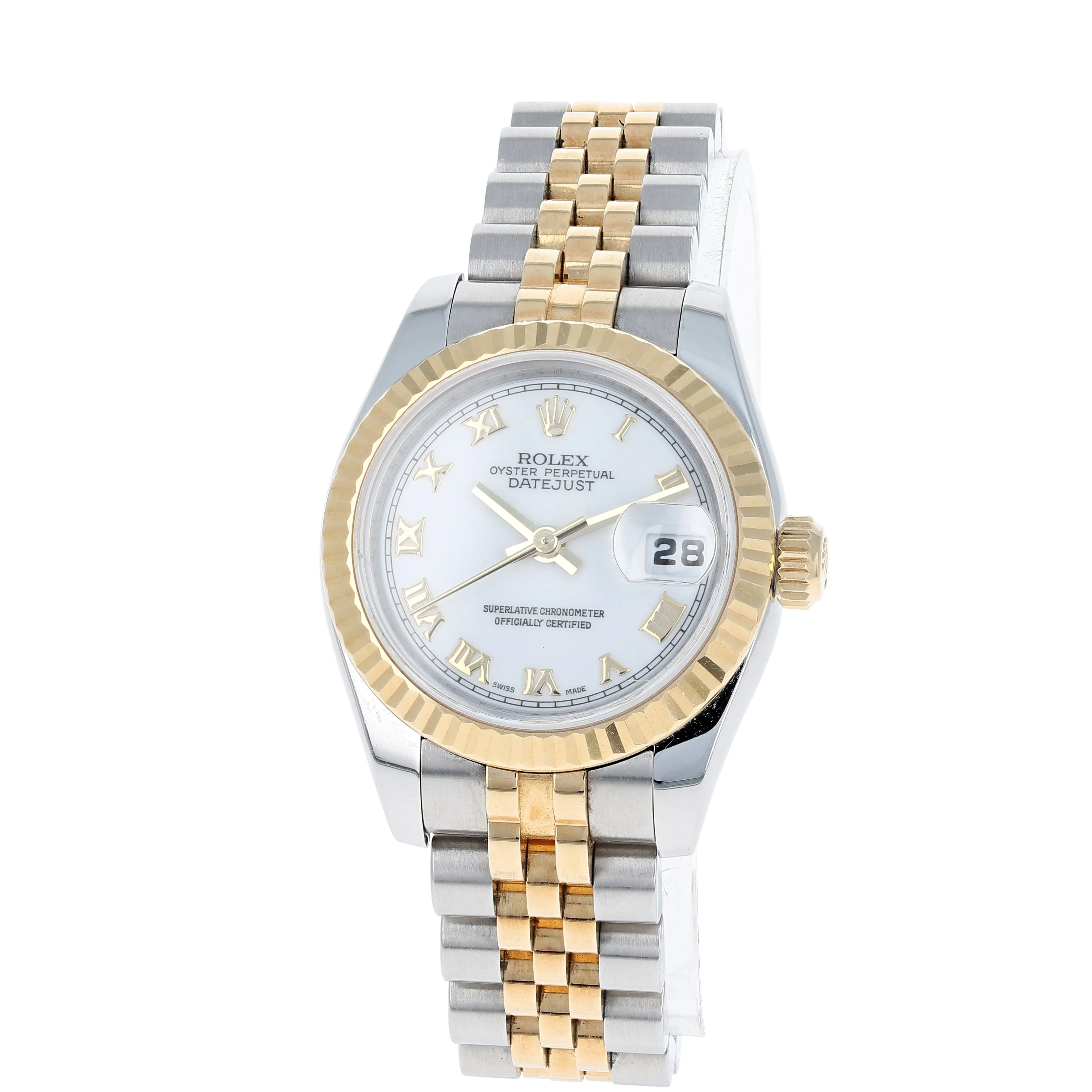 Rolex Lady-Datejust 179173 White Roman c. 2008 Mint Jubilee 18k Yellow Gold & Steel 26 mm