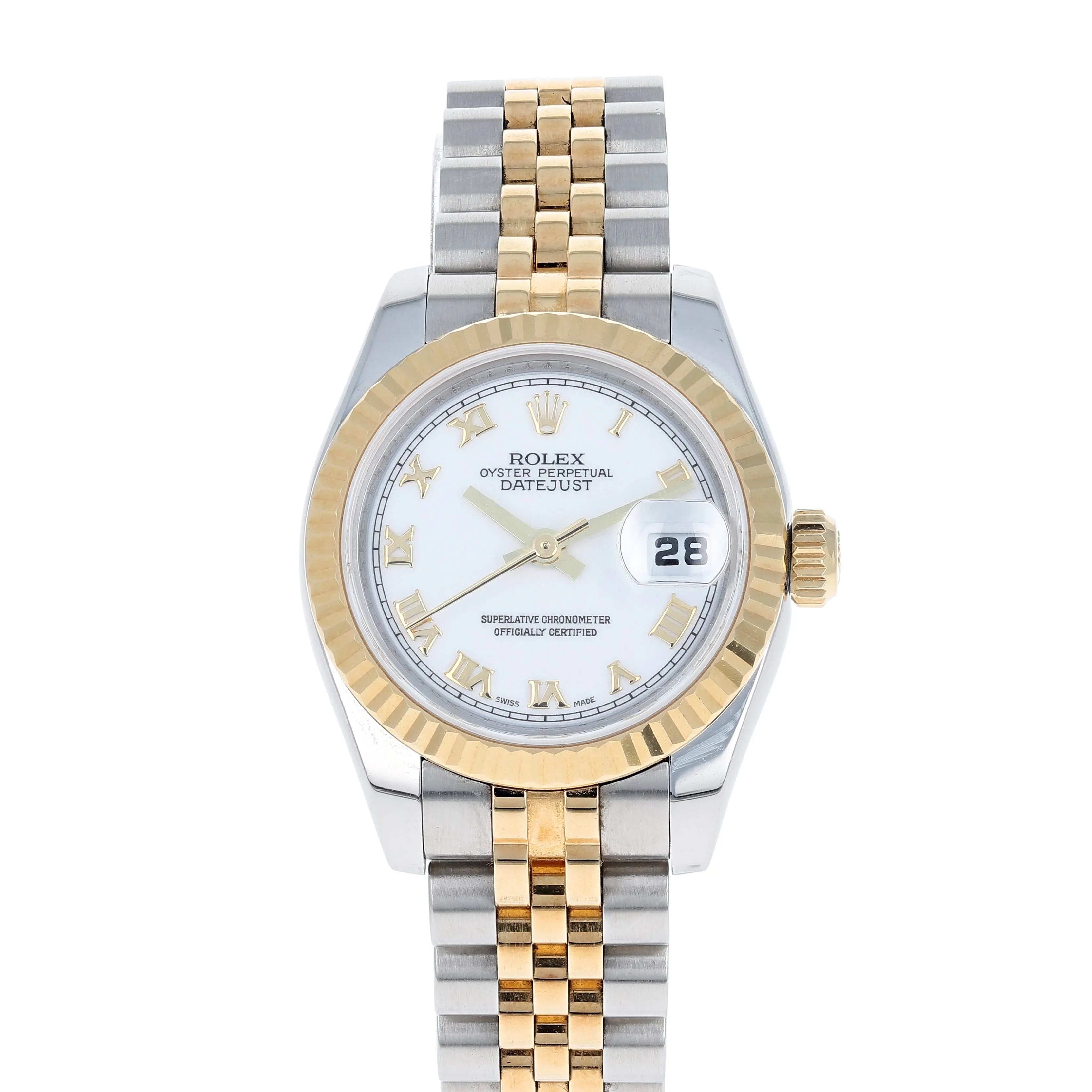 Rolex Lady-Datejust 179173 White Roman c. 2008 Mint Jubilee 18k Yellow Gold & Steel 26 mm