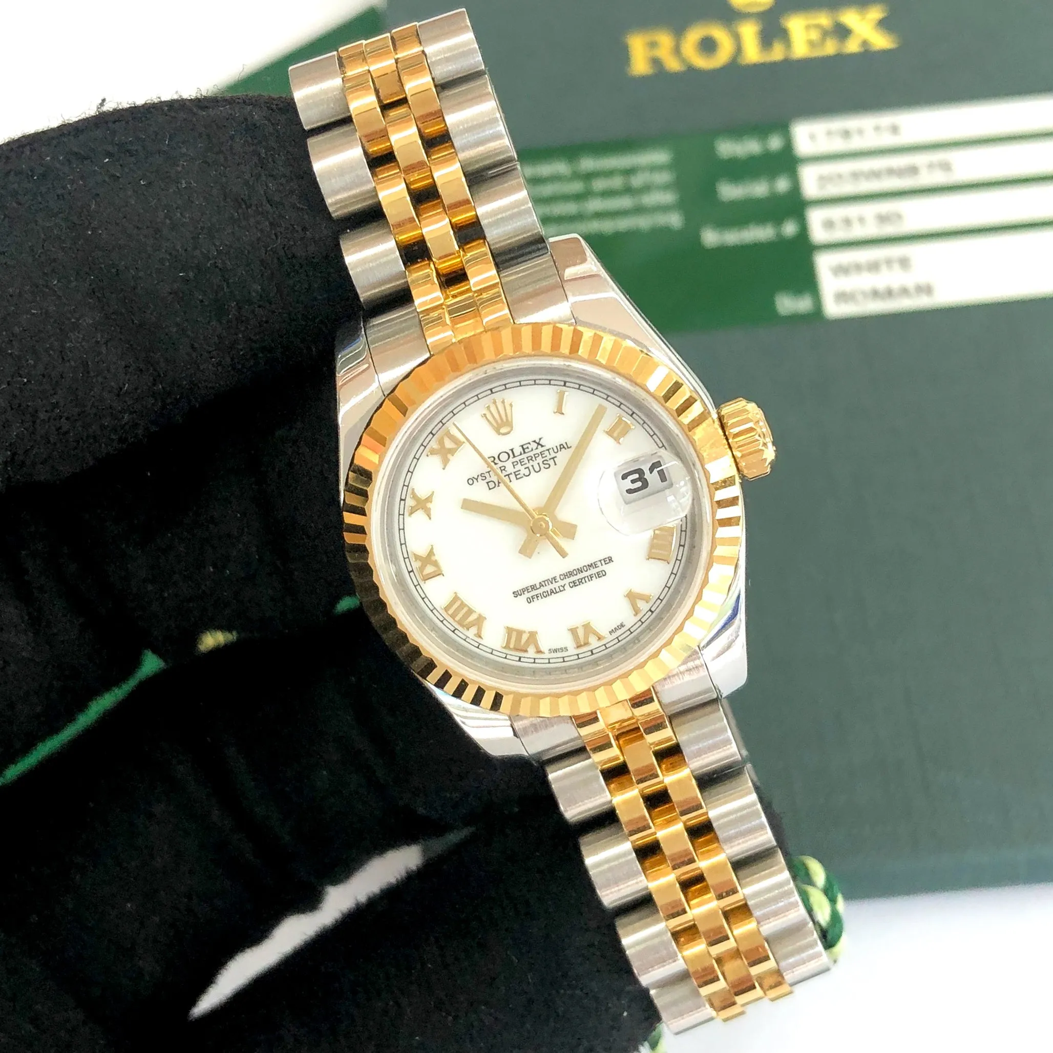 Rolex Lady-Datejust 179173 White Roman c. 2008 Mint Jubilee 18k Yellow Gold & Steel 26 mm