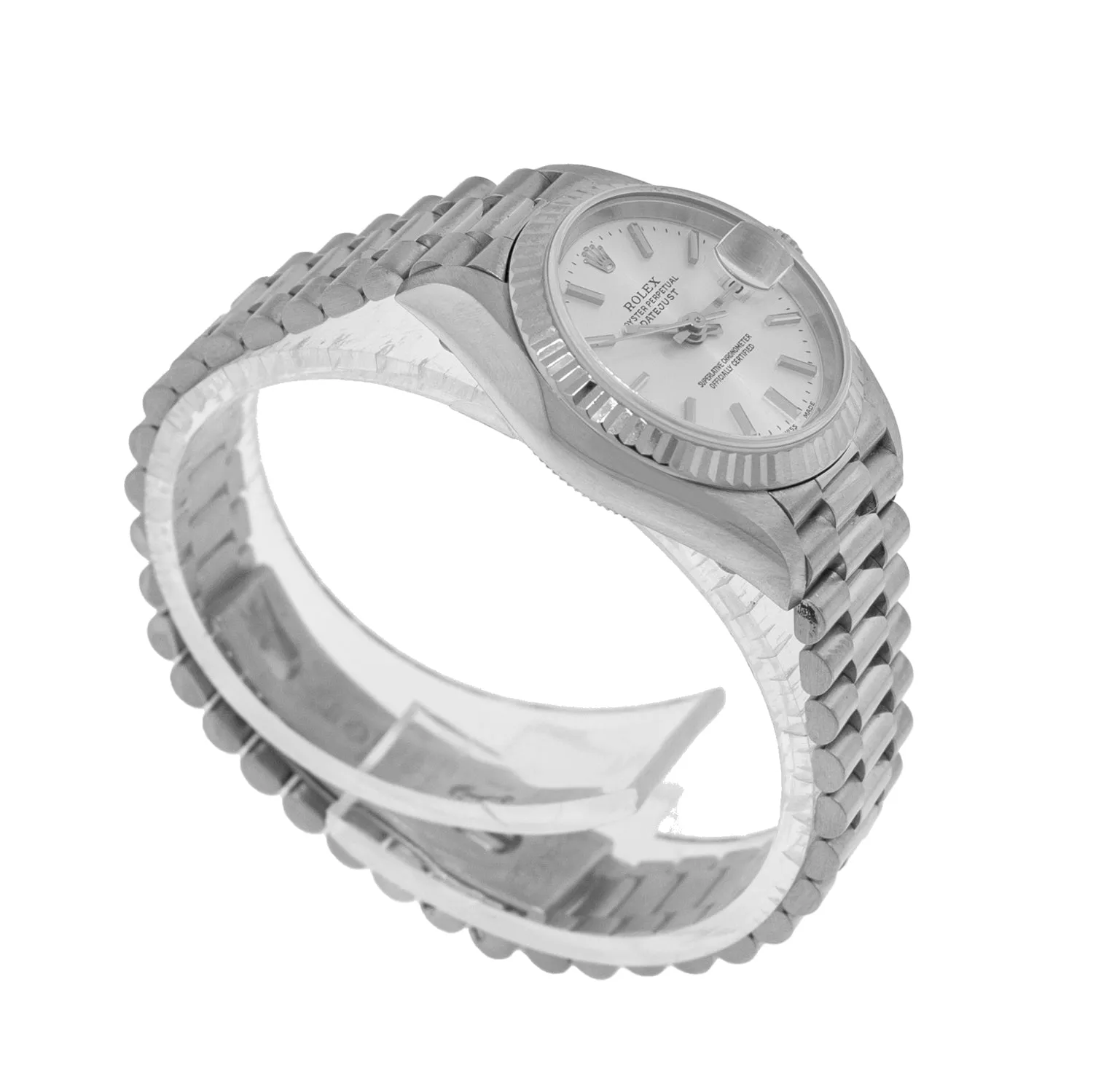 Rolex Lady-Datejust 26mm White Gold Silver Index Dial & Fluted Bezel 69179