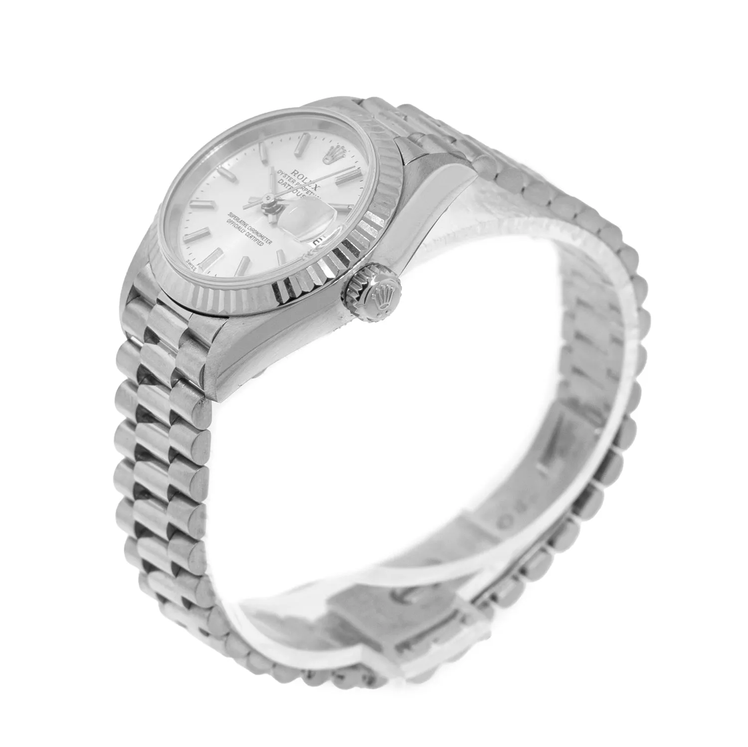 Rolex Lady-Datejust 26mm White Gold Silver Index Dial & Fluted Bezel 69179
