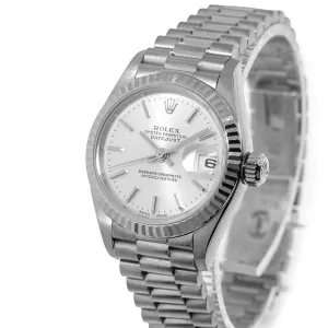 Rolex Lady-Datejust 26mm White Gold Silver Index Dial & Fluted Bezel 69179