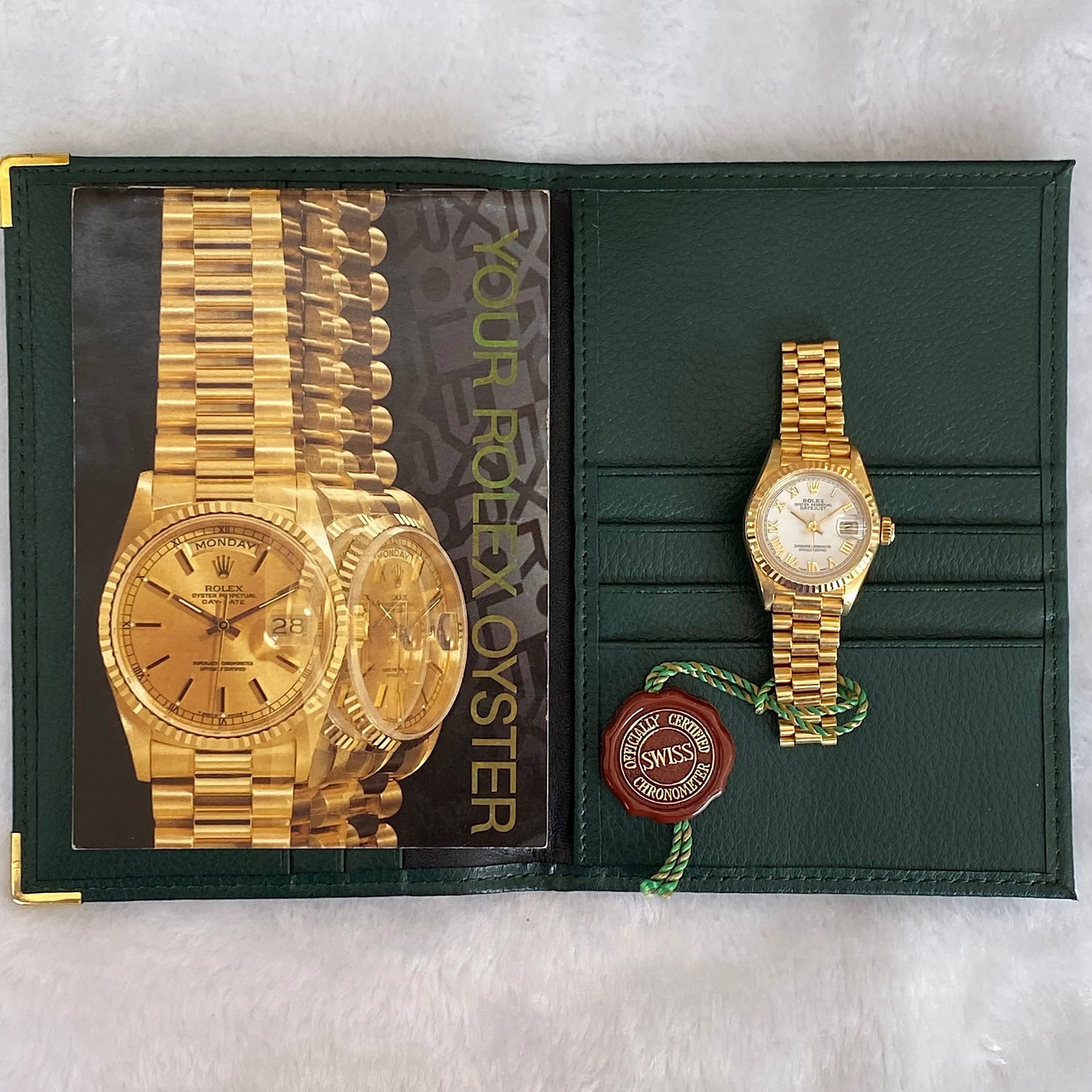 Rolex Lady-Datejust 69178 White Roman Papers c. 1986 Mint President 18k Yellow Gold 26 mm
