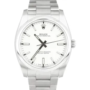 Rolex Oyster Perpetual Silver Dial Stainless Steel 34mm Oyster Watch 114200