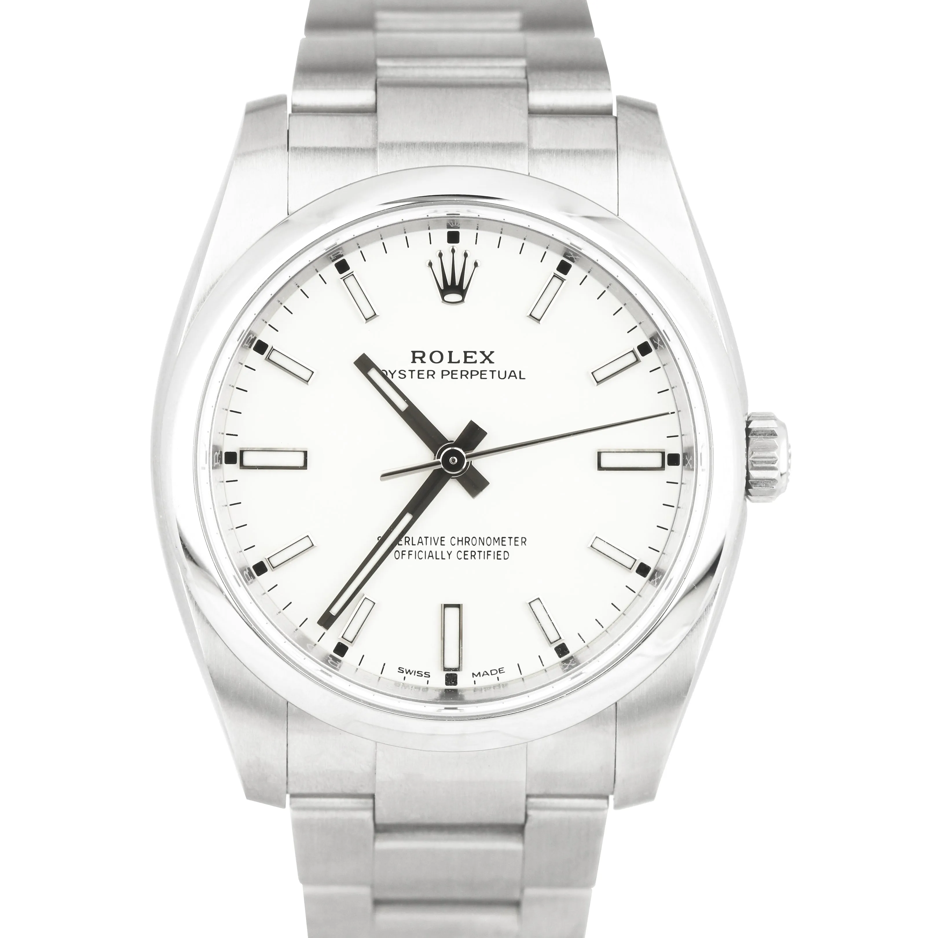 Rolex Oyster Perpetual Silver Dial Stainless Steel 34mm Oyster Watch 114200