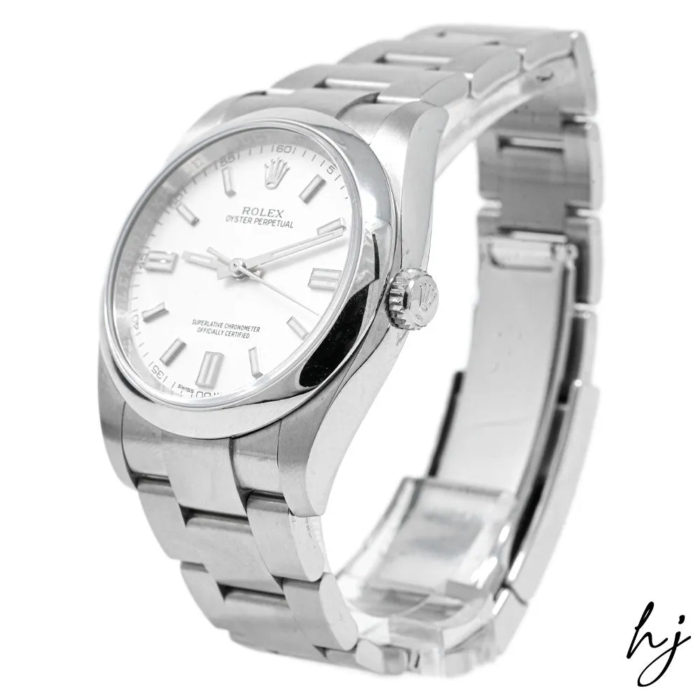 Rolex Oyster Perpetual Stainless Steel 36mm White Stick Dial Watch Reference #: 116000