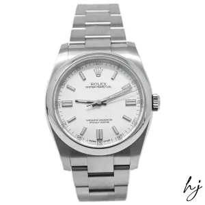 Rolex Oyster Perpetual Stainless Steel 36mm White Stick Dial Watch Reference #: 116000