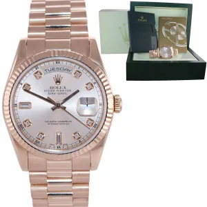 Rolex President Day Date Rose Gold 36mm 118235 Diamond Heavy Band Watch Box
