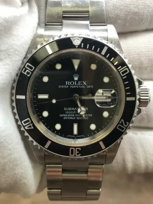 Rolex Submariner Date 16610 Black Dial Automatic Men's Watch