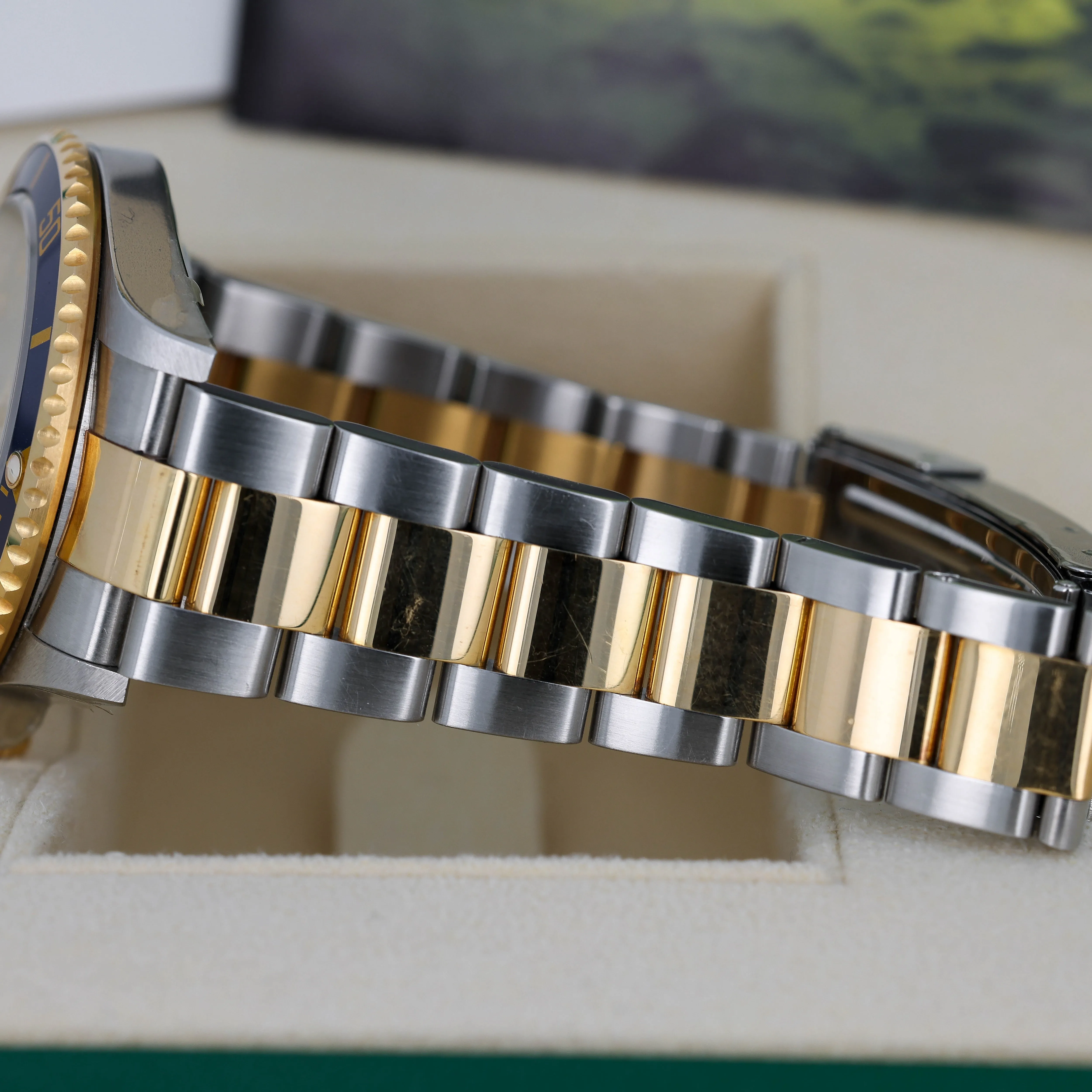 Rolex Submariner Date 16613 T Serti Silver Blue 2006 Yellow Gold Steel 40 mm