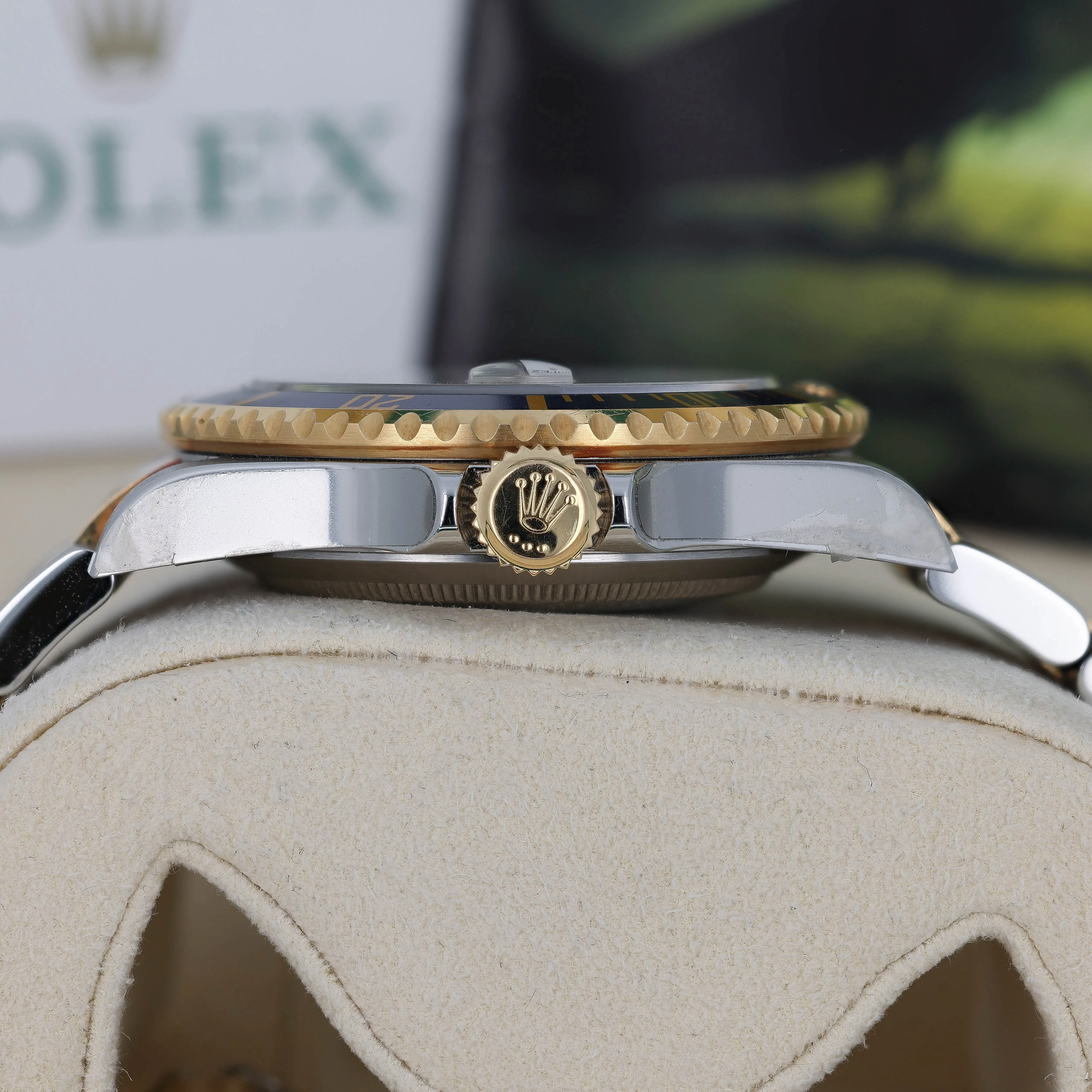 Rolex Submariner Date 16613 T Serti Silver Blue 2006 Yellow Gold Steel 40 mm