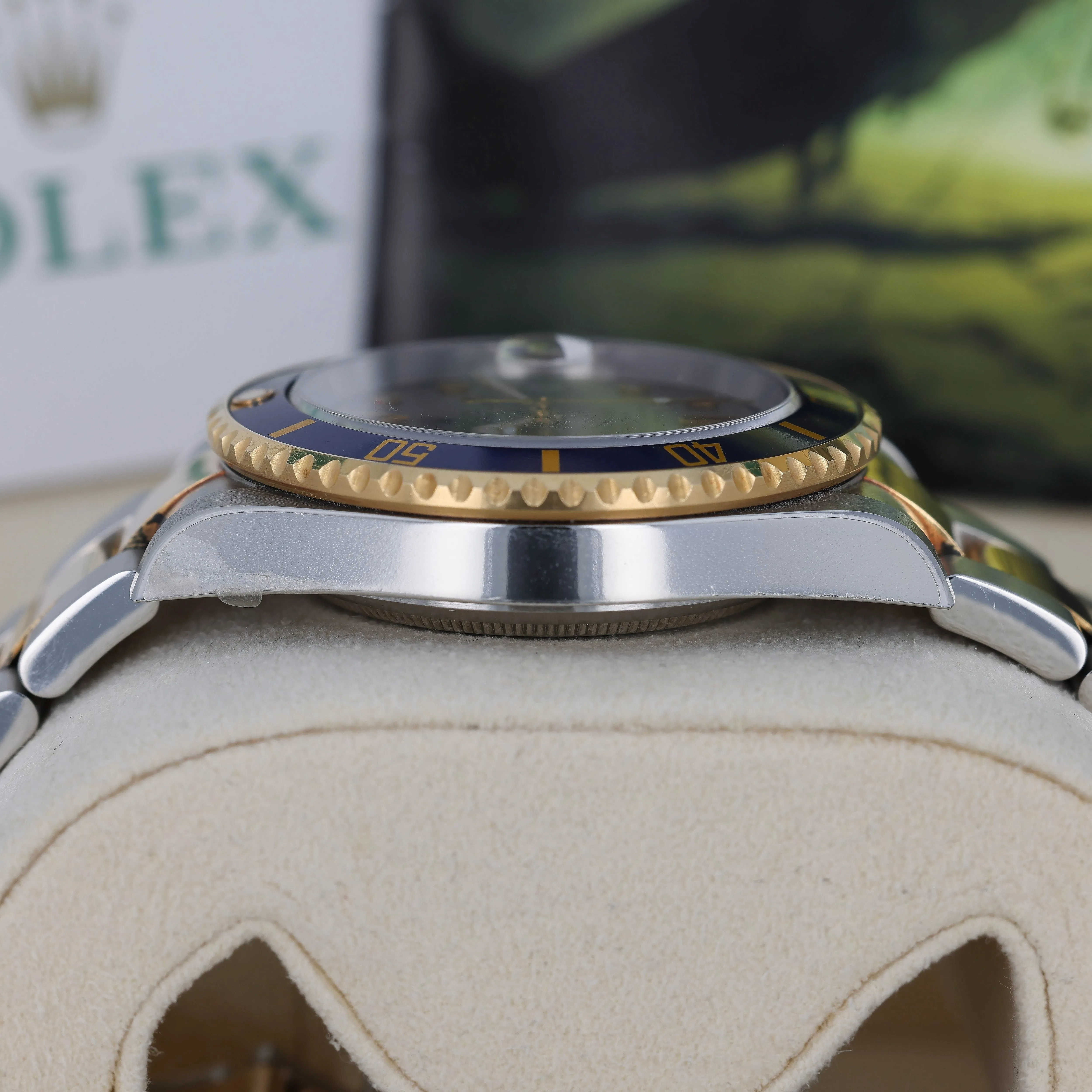 Rolex Submariner Date 16613 T Serti Silver Blue 2006 Yellow Gold Steel 40 mm