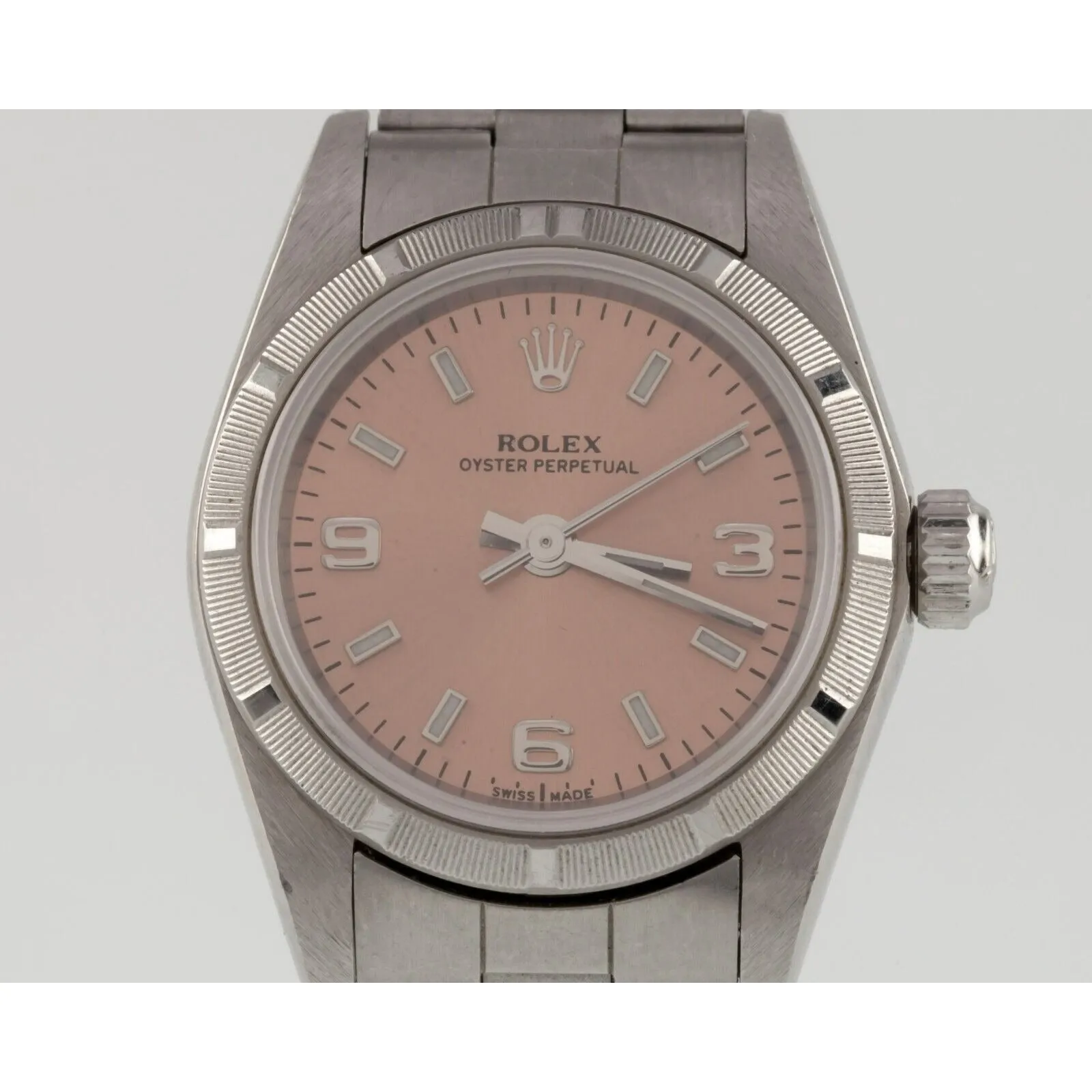Rolex Women's Oyster Stainless Steel Automatic Watch Pink Dial 76030