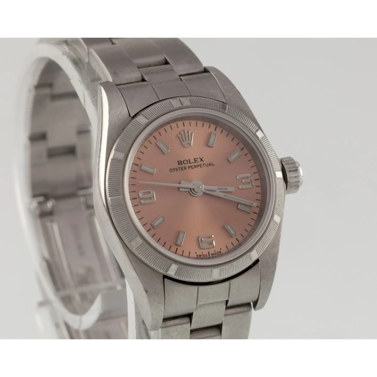 Rolex Women's Oyster Stainless Steel Automatic Watch Pink Dial 76030