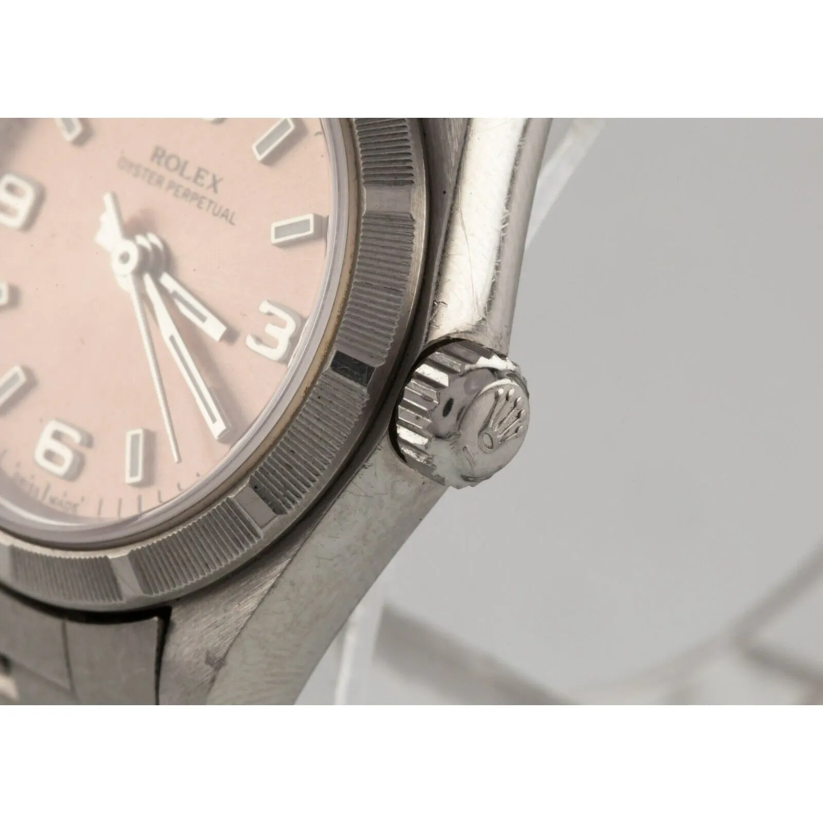 Rolex Women's Oyster Stainless Steel Automatic Watch Pink Dial 76030