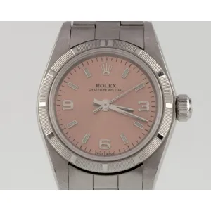 Rolex Women's Oyster Stainless Steel Automatic Watch Pink Dial 76030