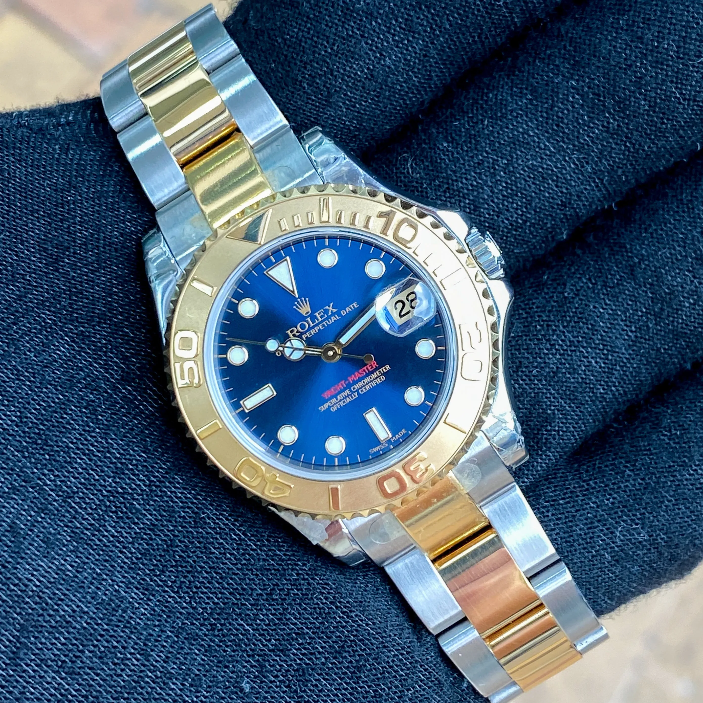 Rolex Yacht-Master 168623 Midsize 2005 Papers Mint 18k Yellow Gold & Steel 35 mm