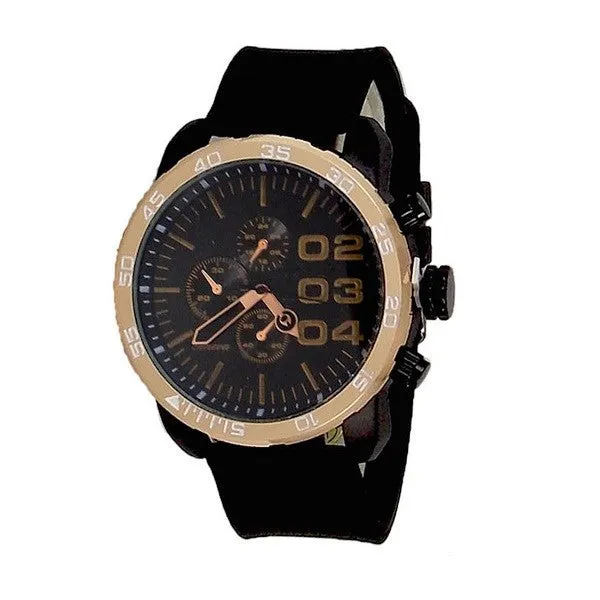 Rose Gold Black Mens Watch w/ Diesel Cologne