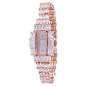 Rose Gold Rectangular Dial Watch  For Women with Crystals - Heloisa 76010126