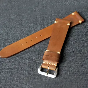 SADDLE TAN NATURAL HORWEEN SHELL CORDOVAN CUSTOM MADE STRAP