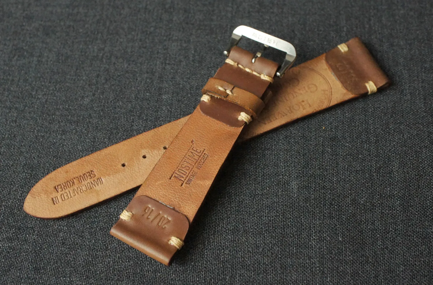SADDLE TAN NATURAL HORWEEN SHELL CORDOVAN CUSTOM MADE STRAP