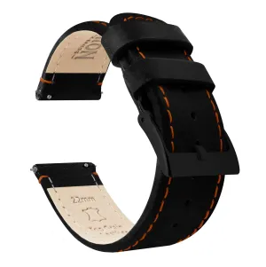 Samsung Galaxy Watch Active 2 Black Leather Orange Stitching Watch Band