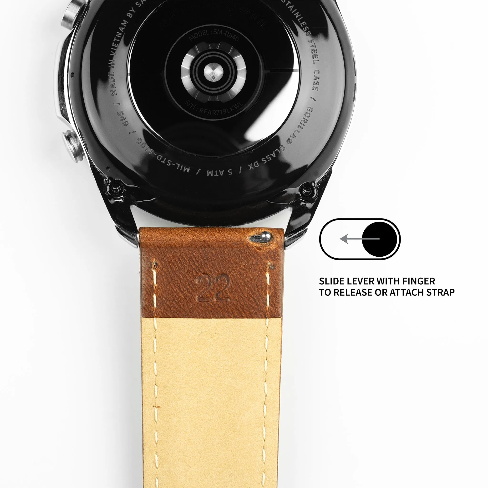 Samsung Galaxy Watch Active 2 Classic Horween Leather Caramel Brown Watch Band