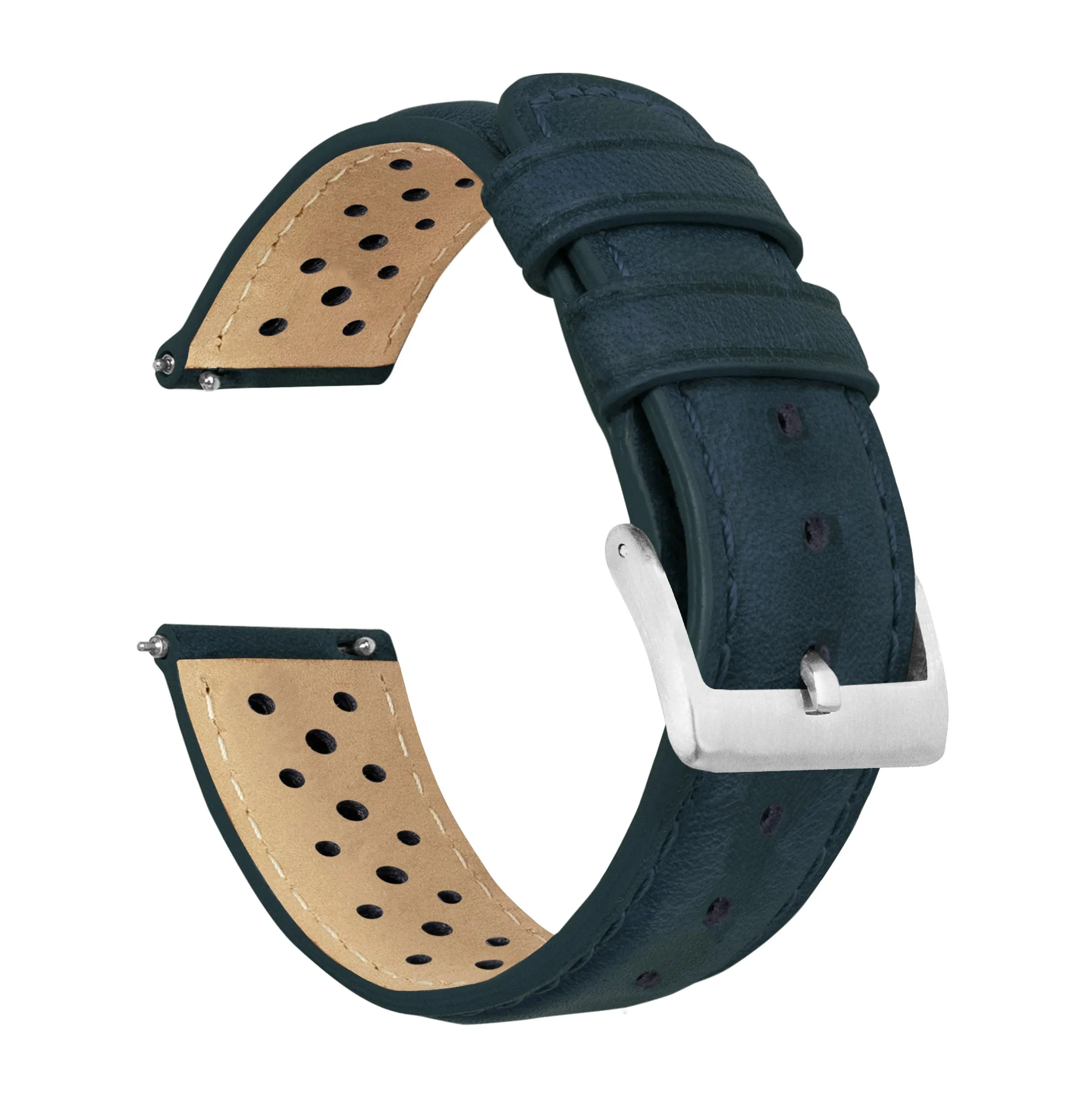 Samsung Galaxy Watch Active 2 Racing Horween Leather Navy Blue Watch Band