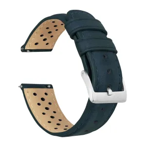 Samsung Galaxy Watch Active 2 Racing Horween Leather Navy Blue Watch Band