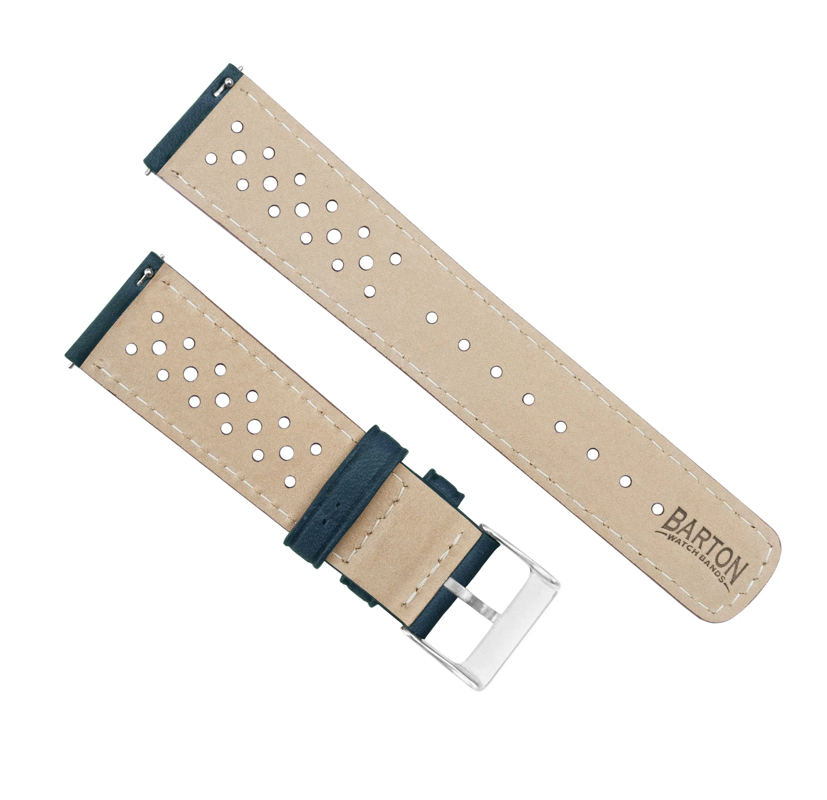 Samsung Galaxy Watch Active 2 Racing Horween Leather Navy Blue Watch Band