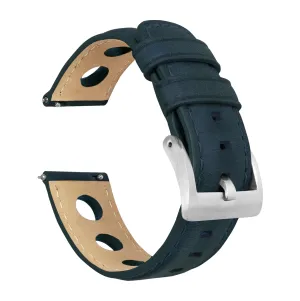 Samsung Galaxy Watch Active 2 Rally Horween Leather Navy Blue Watch Band