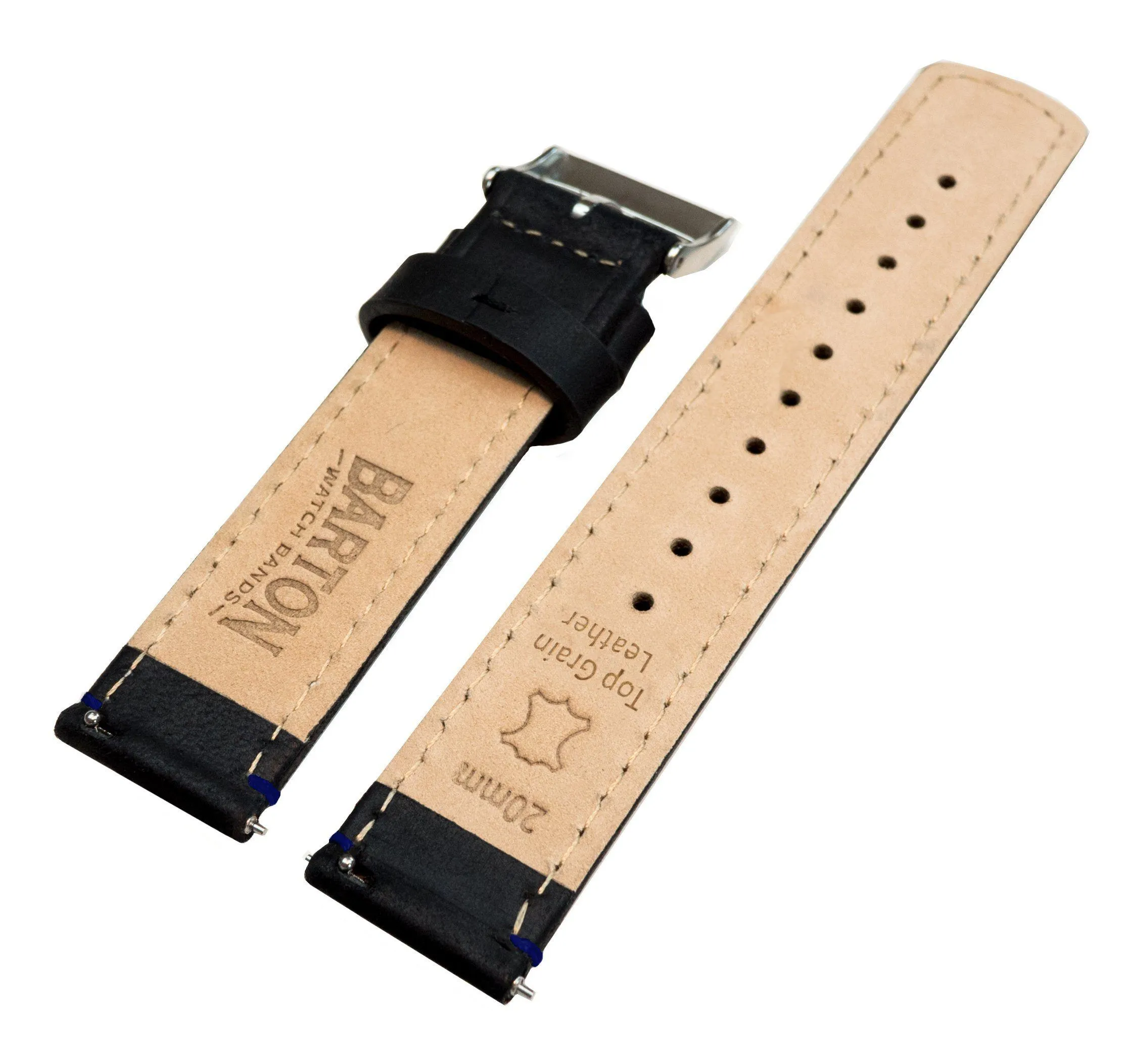 Samsung Galaxy Watch Active Black Leather Stitching Watch Band