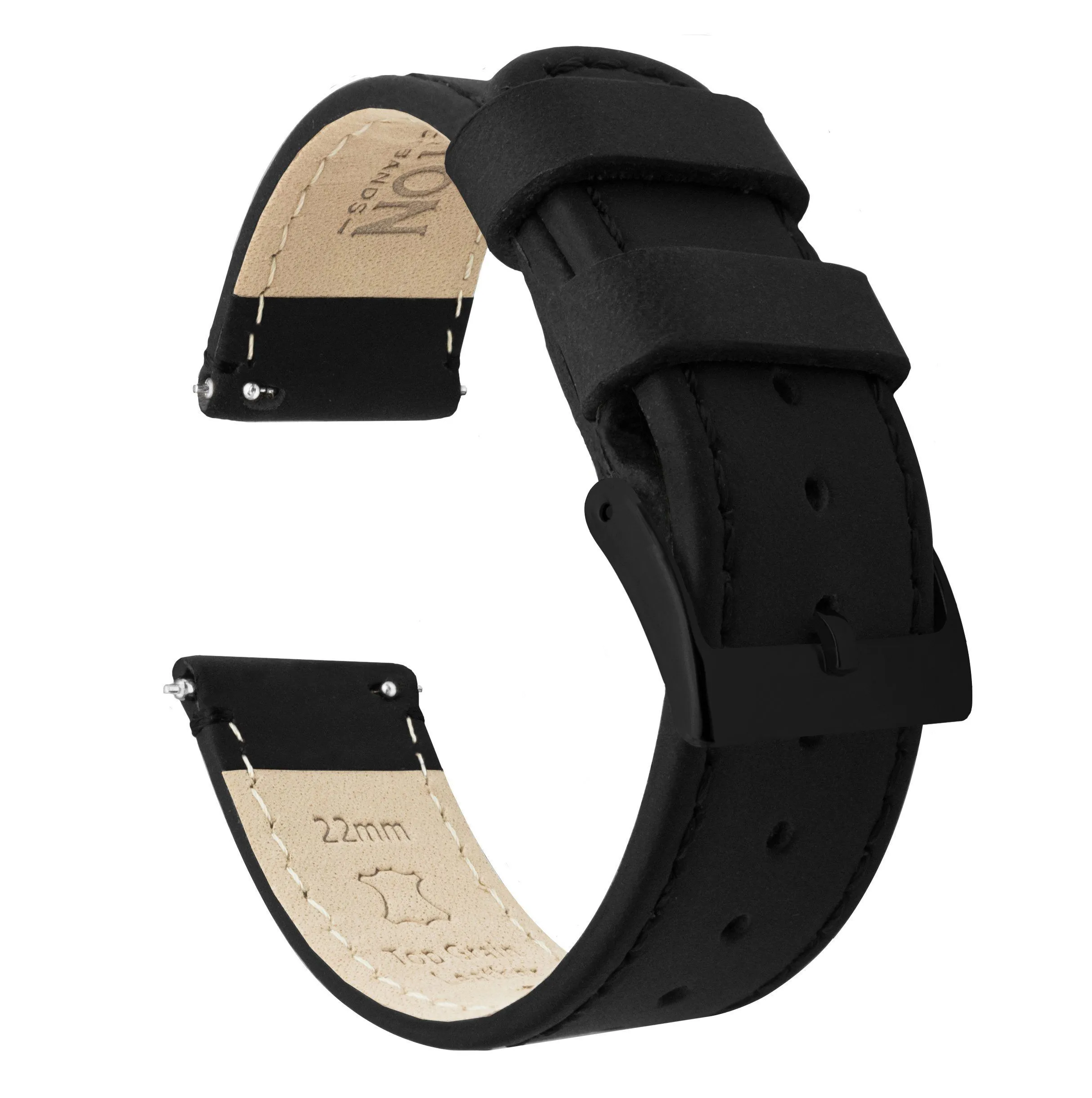 Samsung Galaxy Watch Active Black Leather Stitching Watch Band
