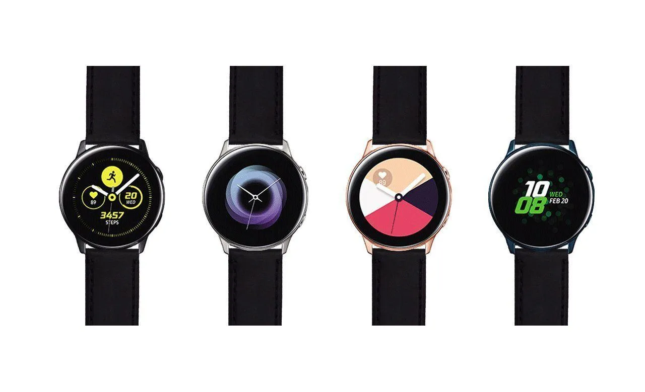 Samsung Galaxy Watch Active Black Leather Stitching Watch Band