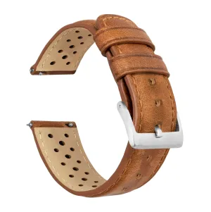 Samsung Galaxy Watch Active Racing Horween Leather Caramel Brown Watch Band