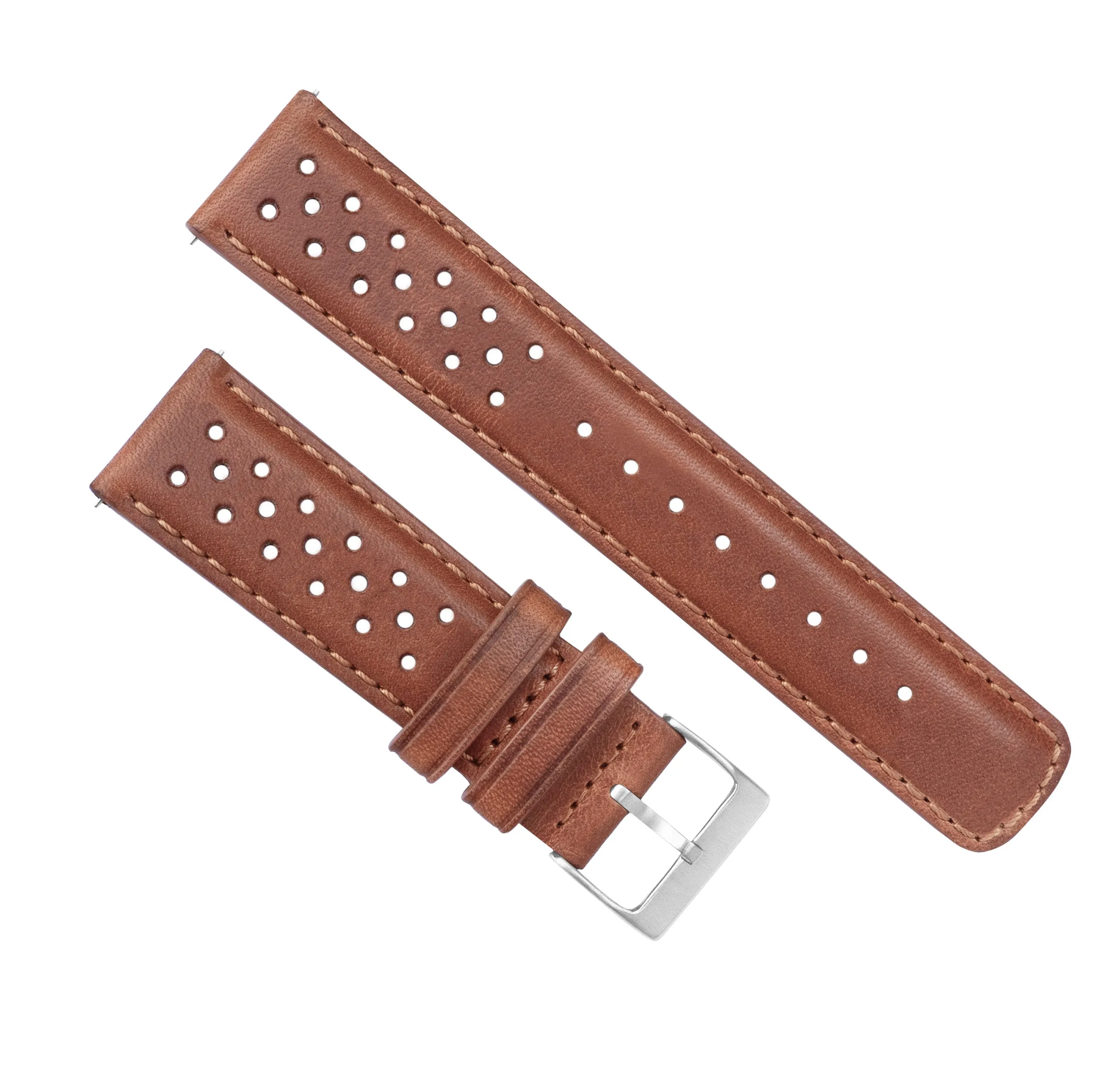 Samsung Galaxy Watch Active Racing Horween Leather Caramel Brown Watch Band