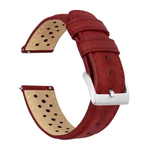 Samsung Galaxy Watch Active Racing Horween Leather Crimson Red Watch Band